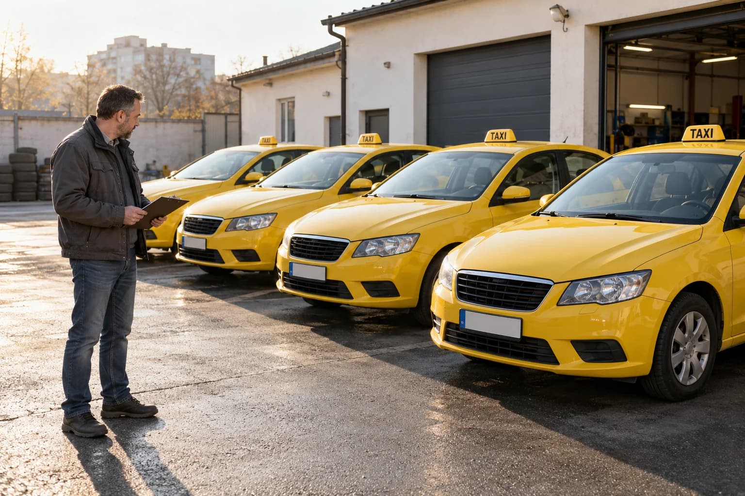 A taxi company founder preparing a new yellow fleet